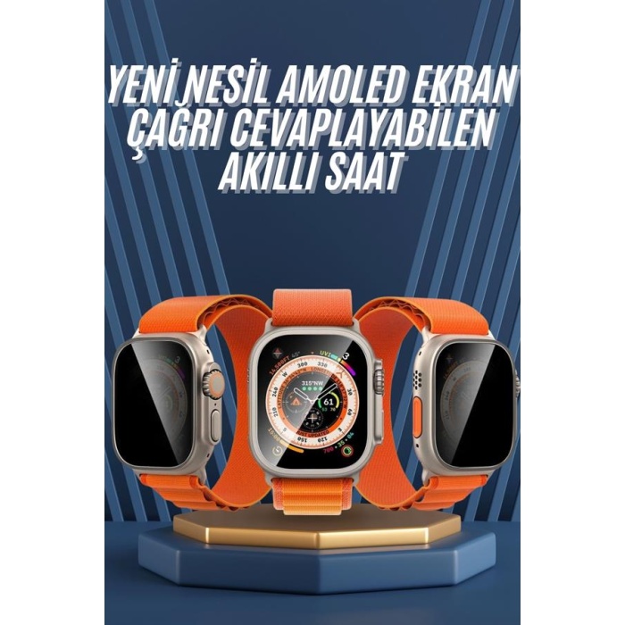 Ultra Max Kordon Kilitli Akıllı Saat Amoled Ekran Titreşimli Çağrı Cevaplayabilen