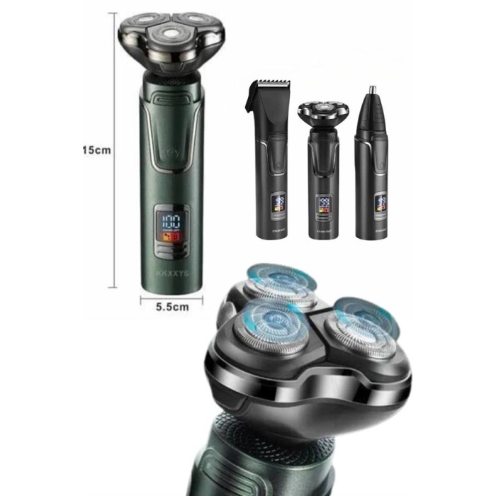 Yüksek Performanslı 3 Başlıklı Profesyonel Şarjlı Islak ve Kuru Kullanıma Uygun