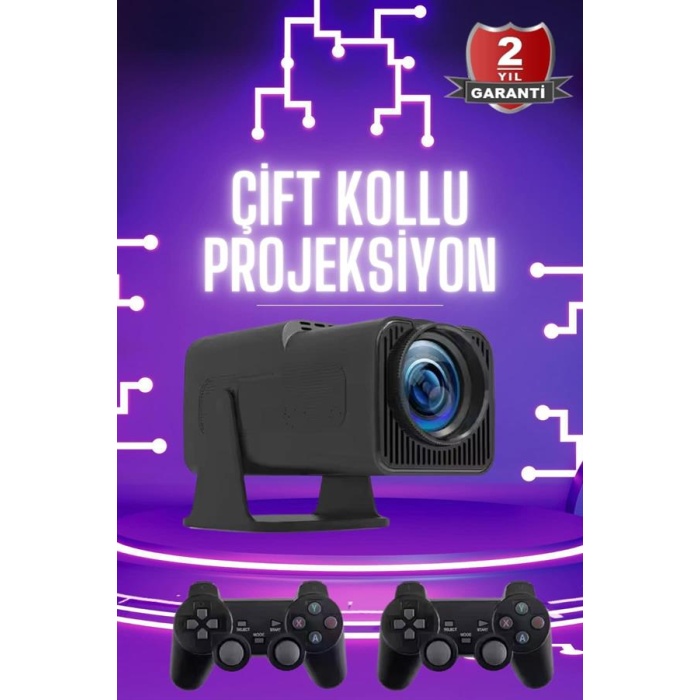 Çift Kollu Projeksiyon Taşınabilir Game Projektör Full Hd 1080P 4k Projeksiyon Gamepad