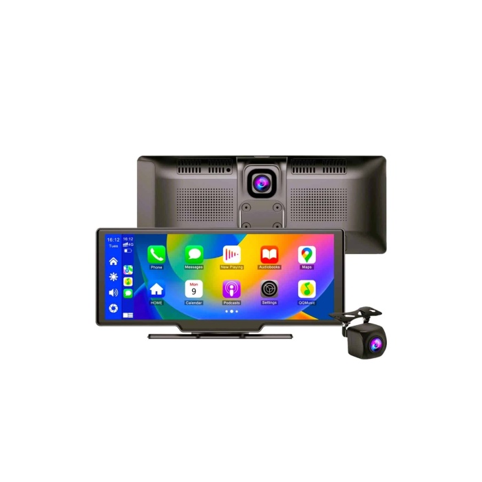 4K 10.2 İnç Çift Kameralı Araç Multimedya Ekranı CarPlay Kablosuz Tüm Cihazlara Uyumlu