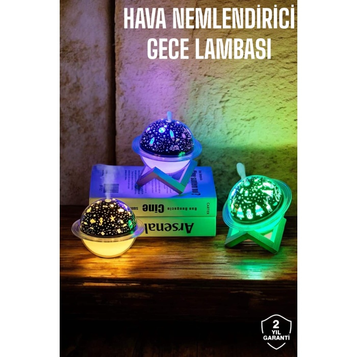 Hava Nemlendirici Masa ve Gece Lambası USB Projeksiyon Aromaterapi