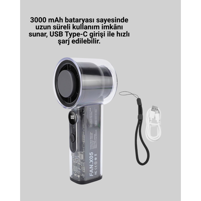 Sessiz Çalışan Taşınabilir Fan | USB Şarjlı ve Kompakt Tasarım
