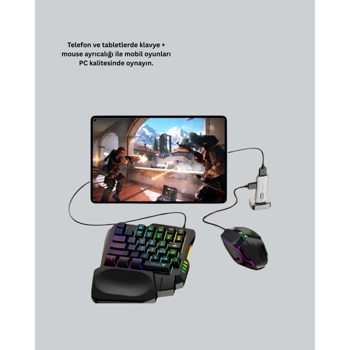Profesyonel Mobil Oyun Seti | Yüksek DPI Mouse + Ergonomik Klavye