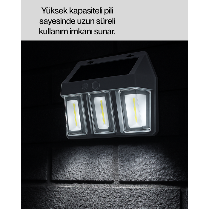 3 in 1 Solar Duvar Lambası – IP65 Su Geçirmez, Hareket Sensörlü