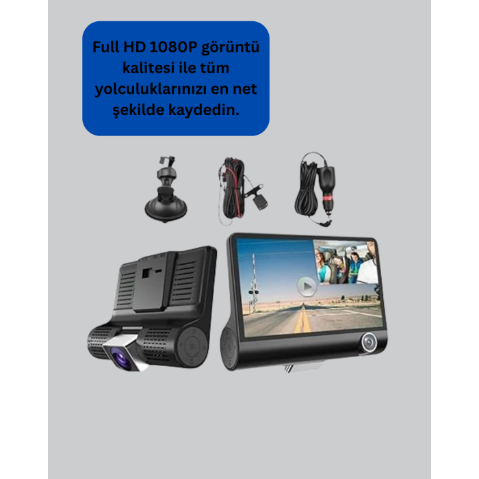 Full HD 1080P 3 Kameralı Araç DVR – Gece Görüşlü ve G-Sensörlü Güvenlik Çözümü