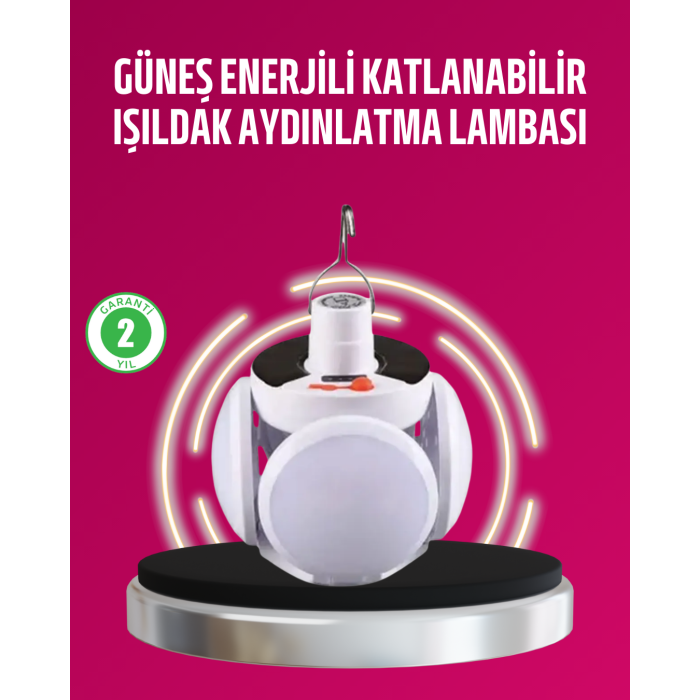 Solar ve USB Şarjlı Su Geçirmez Katlanabilir LED Lamba