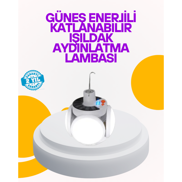 Solar Enerjili Katlanabilir Led Kamp ve Bahçe Lambası