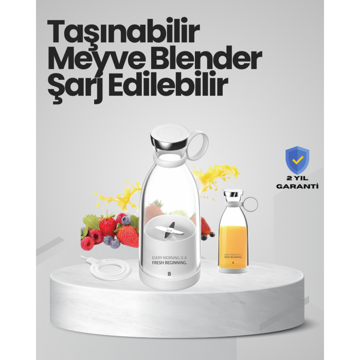Pembe ve Beyaz Renk Seçenekli Mini Boy Meyve Sıkıcı