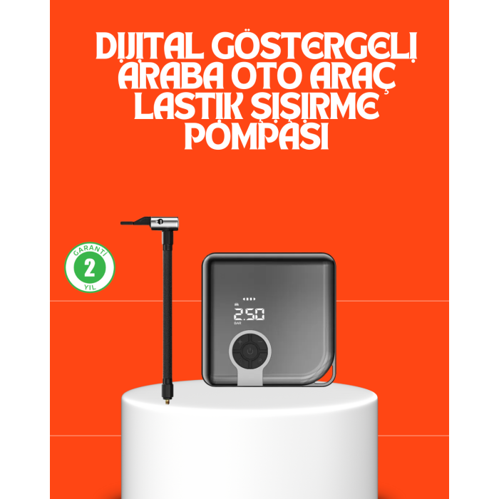150 PSI Yüksek Basınç Kapasiteli Kablosuz Lastik Pompası