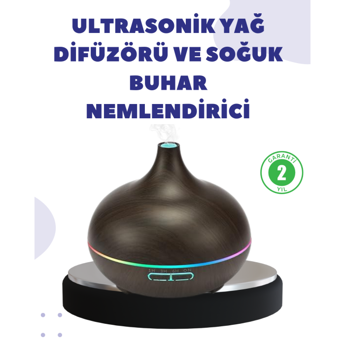 Uçucu Yağ Uyumlu Renkli LED Işıklı Nemlendirici