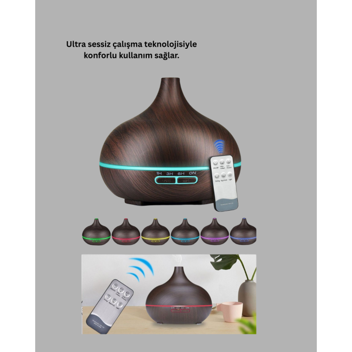Uçucu Yağ Uyumlu Renkli LED Işıklı Nemlendirici