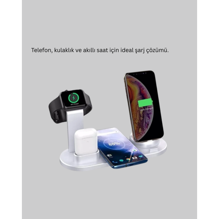 Modern Tasarımlı Çok Fonksiyonlu Kablosuz Şarj Standı