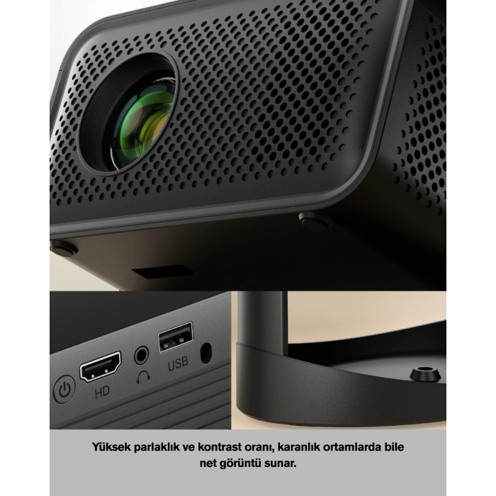 Android TV 11 İşletim Sistemli Elektrikli Odaklama Projektör