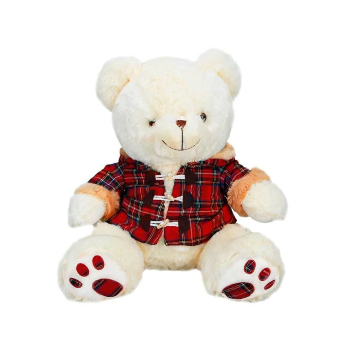 BFS   Ekose Elbiseli Peluş Ayı 45 cm