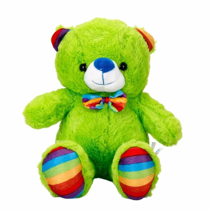 BFS   Oturan Kurdeleli Renkli Peluş Ayı 30 cm