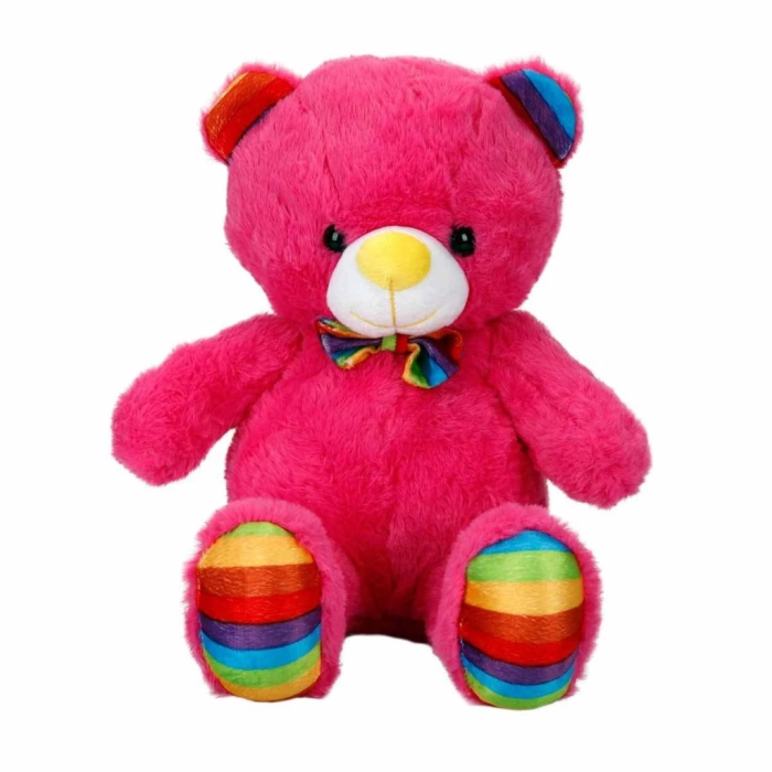BFS   Oturan Kurdeleli Renkli Peluş Ayı 30 cm
