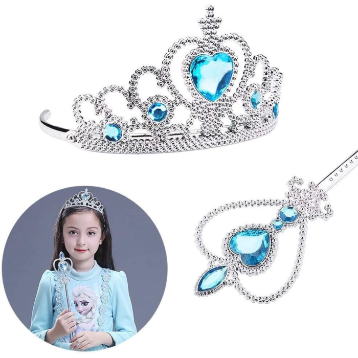 BFS  Karlar Ülkesi Elsa Mavi Kalpli Taç ve Mavi Asa Seti Çocuk Boy