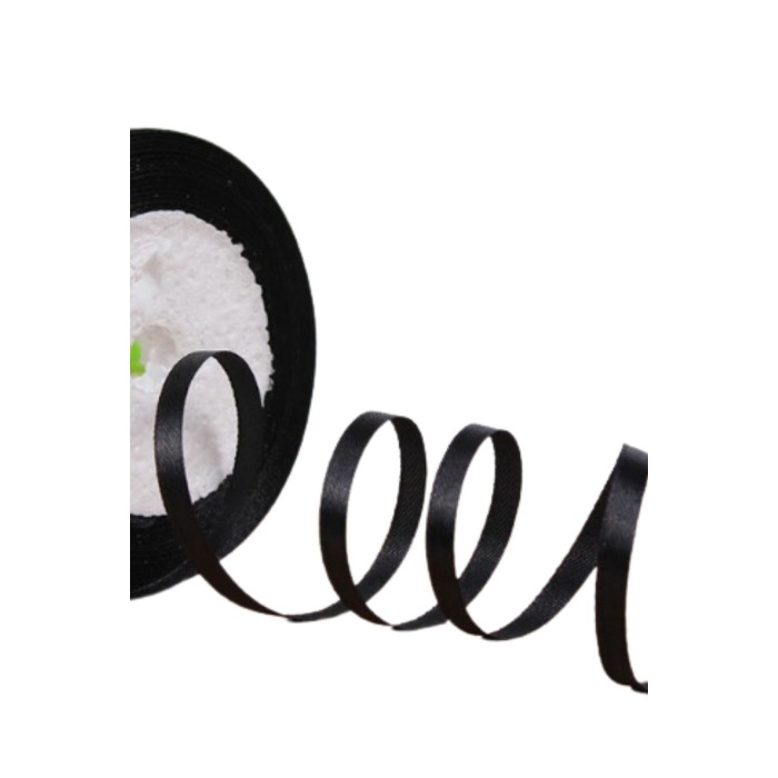 Saten Kurdele 3 mm Siyah 1 Metre