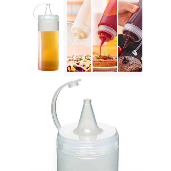 BUFFER® Şeffaf Kapaklı Sızdırmaz Yağlık Sosluk Şişesi Plastik Yağdanlık 400 ml AP-9028
