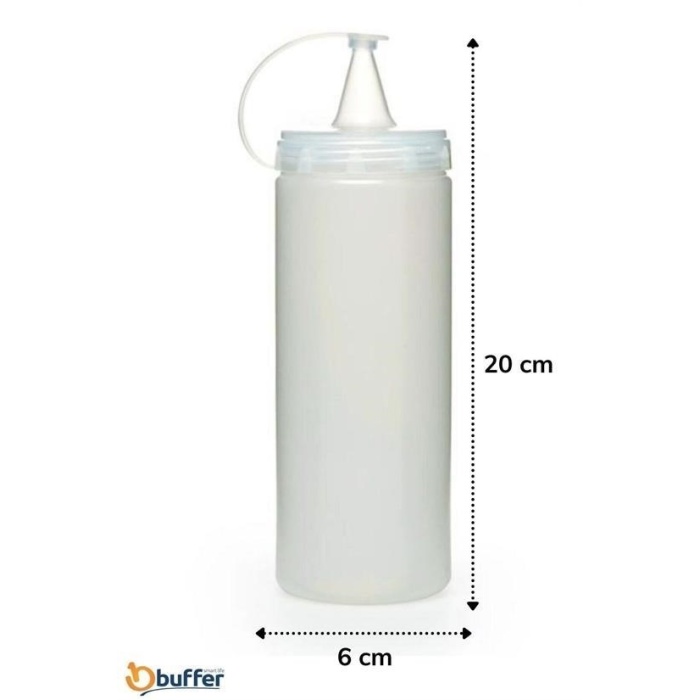 BUFFER® Şeffaf Kapaklı Sızdırmaz Yağlık Sosluk Şişesi Plastik Yağdanlık 400 ml AP-9028