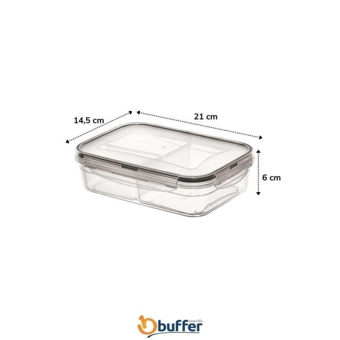 BUFFER® 3 Bölmeli Kilitli Kapaklı 1 Litre Erzak Saklama Kabı LC-510