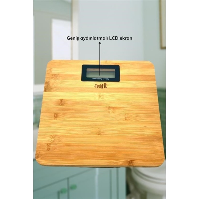 BUFFER® Techfit Bambu Banyo Baskülü Yüksek Hassasiyetli Darbelere Dijital Dayanıklı Terazi Tf 1065 M