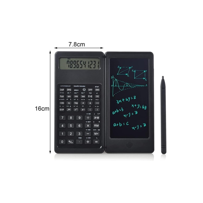 BUFFER® Silinebilir LCD Yazı Tabletli,Kalemli Katlanabilir Bilimsel Hesap Makinesi