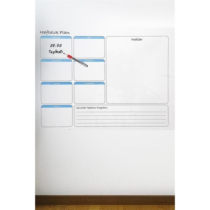 BUFFER® Haftalık Planlayıcı Manyetik Duvar Stickerı Takvim 56 cm x 70 cm