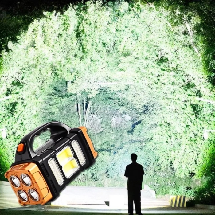 BUFFER® Solar ve USB Şarjlı LED + COB El Feneri | 1500 mAh Şarjlı Taşınabilir Çalışma Işığı–Su Geçirmez HB-2678