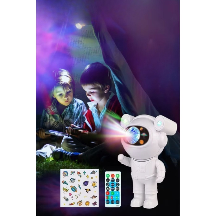 BUFFER® Stickerlı ,Kumandalı ASTRONOT Model Gece Lambası