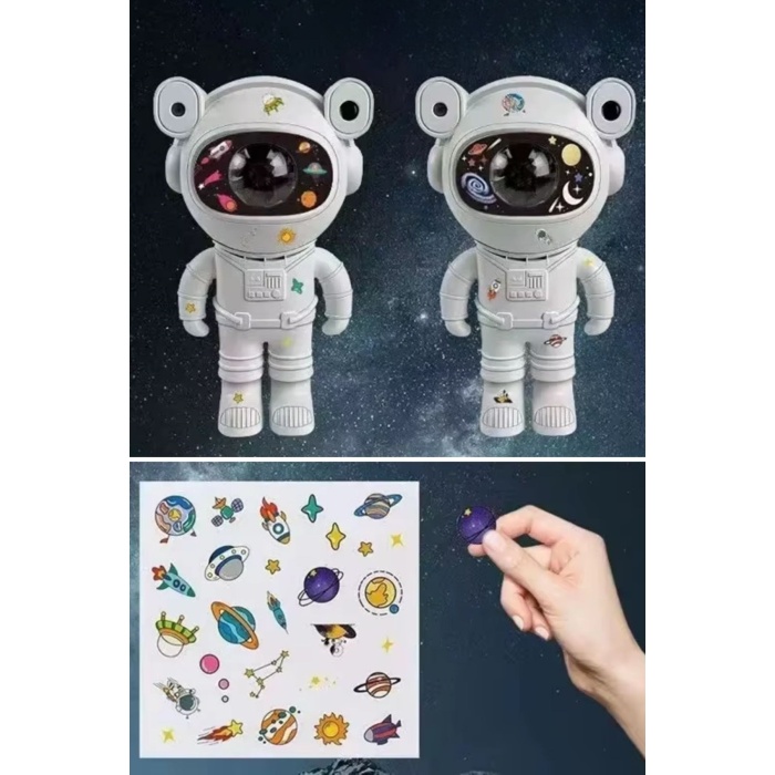 BUFFER® Stickerlı ,Kumandalı ASTRONOT Model Gece Lambası