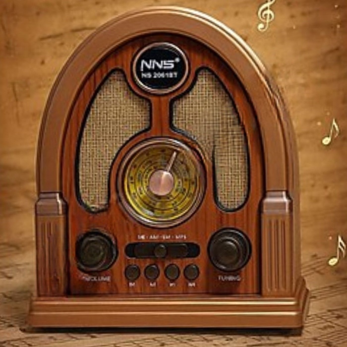BUFFER® Orta Boy Kubbe Model Retro Ahşap Tasarım Bluetooth Hoparlörlü Radyo – FM/AM Destekli, Şarjlı ve Taşınabilir Radyo NS-7061