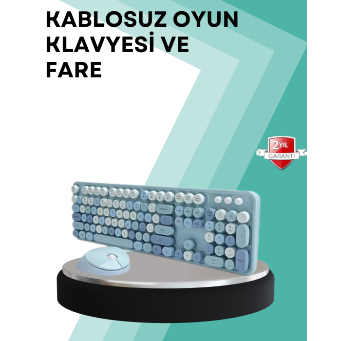 Kablosuz Klavye ve Mouse Seti – Sessiz Tuş, Retro Tasarım