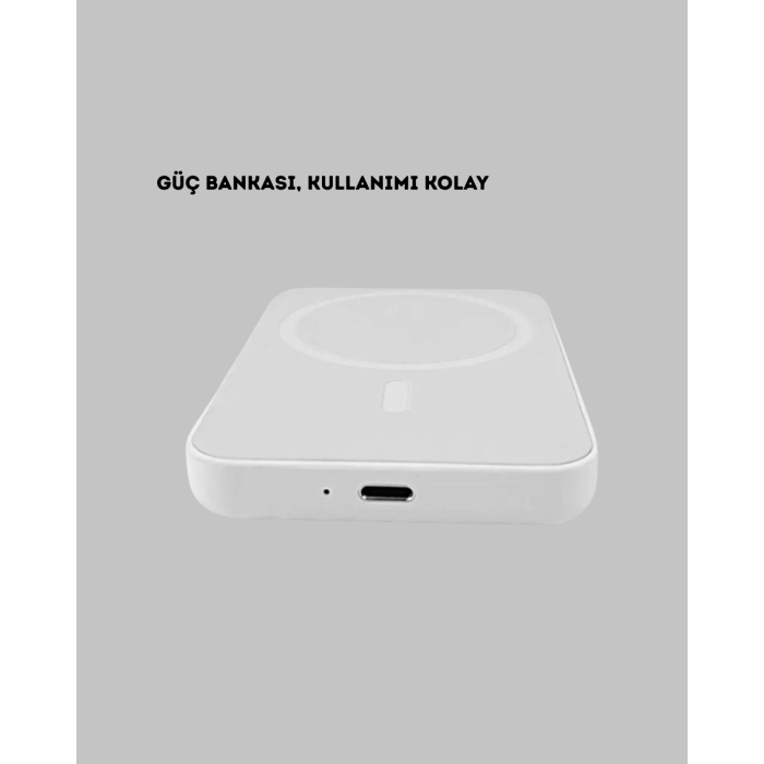 Manyetik Kablosuz Powerbank – iPhone 12/13/14/15 Uyumlu, Hızlı Şarjlı, Ultra Hafif