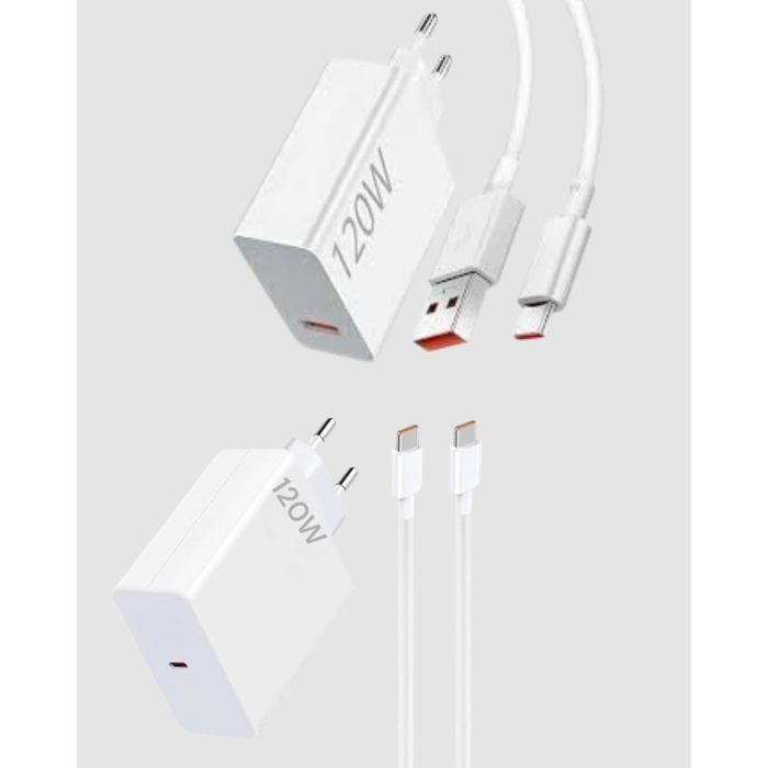 120W Süper Hızlı Şarj Adaptörü – Type-C Kablo Dahil, Yüksek Voltaj Korumalı