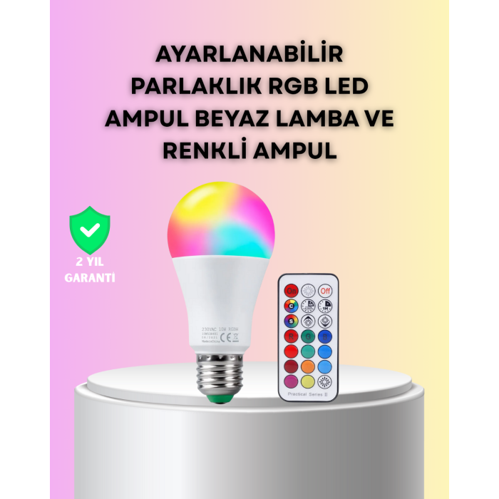 Kumanda Destekli Çok Renkli Akıllı LED Ampul