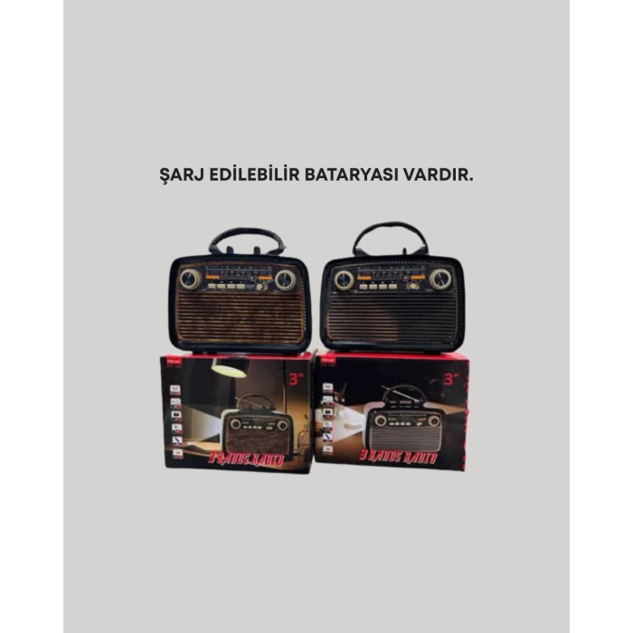 Nostaljik Radyo Görünümlü Bluetooth Hoparlör – FM/AM Yayın, Kablosuz Bağlantı, Şarj Edilebilir