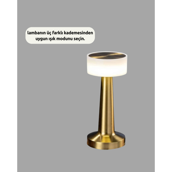 Şarj Edilebilir LED Masa Lambası – USB Girişli, Metal Yapı