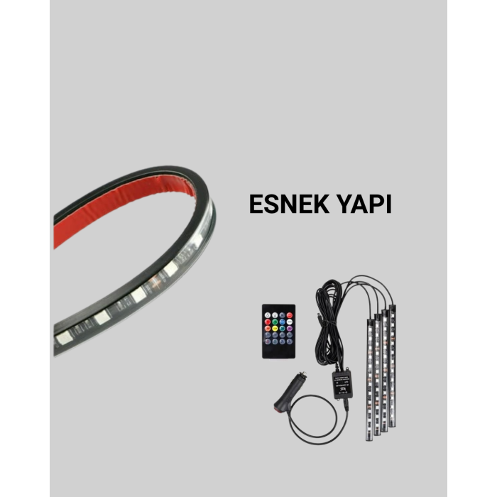 4 Parça RGB LED Araç İçi Aydınlatma Sistemi