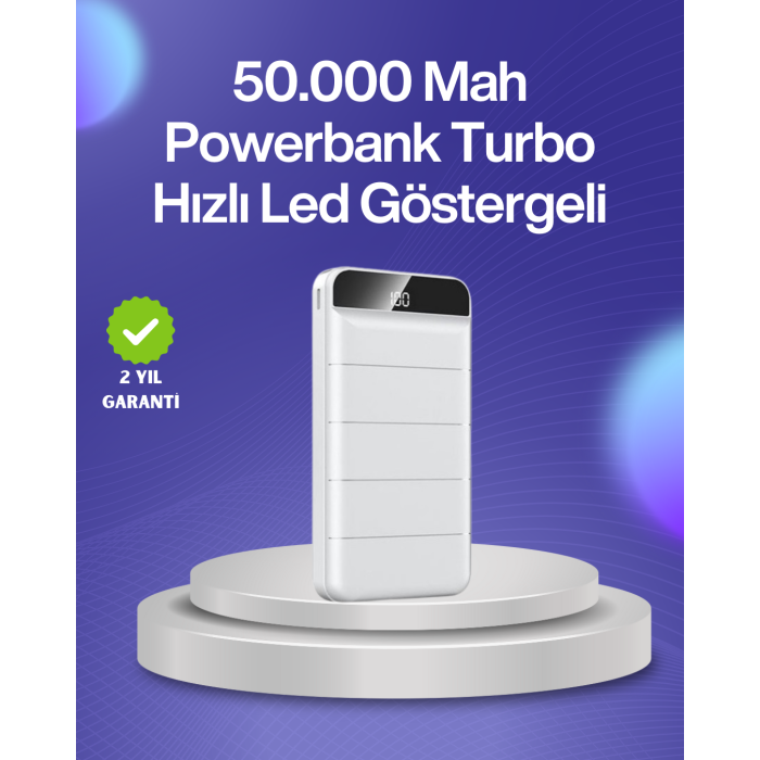 4 Cihazı Aynı Anda Şarj Edebilen Güçlü Powerbank 50000 mAh