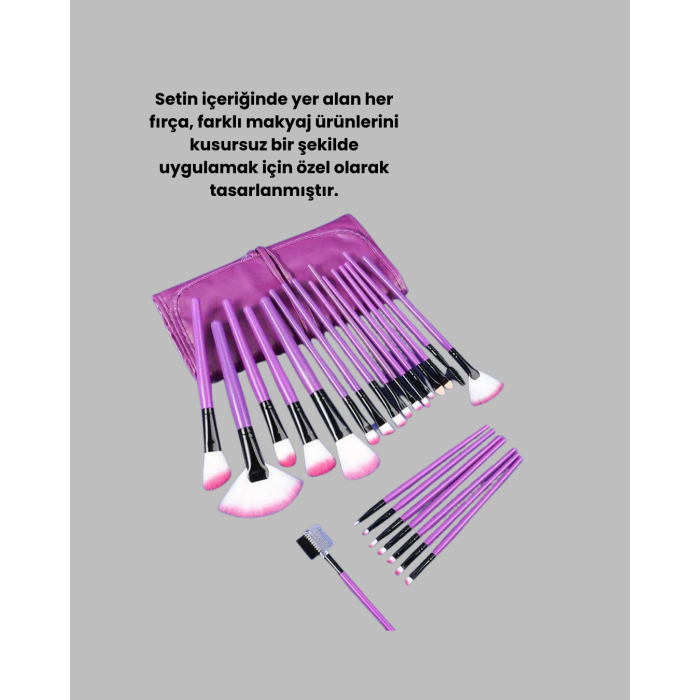 Fondöten, Allık ve Far Uygulamalarına Uygun 12 Parça Makyaj Fırça Takımı Ergonomik Saplı