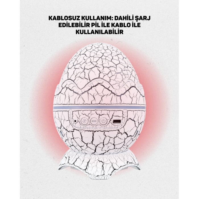 Dinozor Yumurtası Galaksi Projektör Gece Lambası 4ü 1 Arada – Bluetooth Hoparlörlü