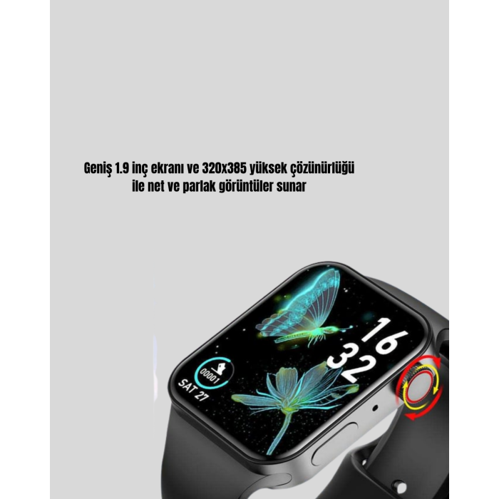 1.9 İnç Akıllı Saat – Bluetooth 5.0, Kablosuz Şarjlı, IP68 Su Geçirmez Akıllı Saat
