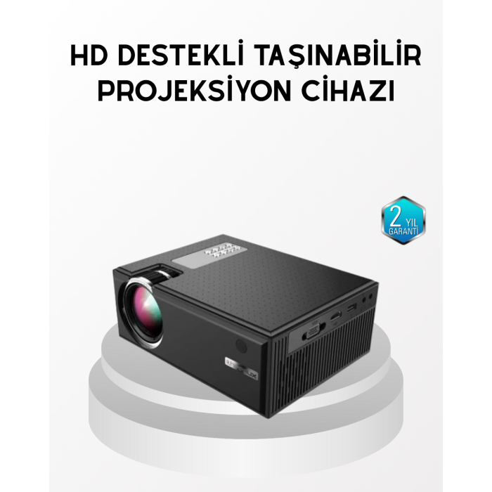 Full HD 1080p Projeksiyon Cihazı Taşınabilir LED Teknolojili ve HDMI Uyumlu