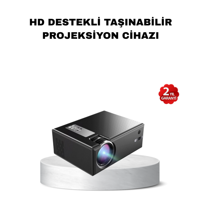 Taşınabilir Full HD Projeksiyon Cihazı Yüksek Parlaklık ve Geniş Bağlantı Seçenekli