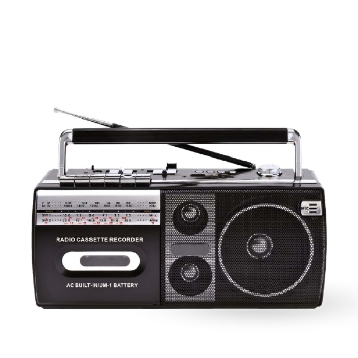 Siyah Kaset Çalar - Bluetooth USB TF AUX FM Özellikli