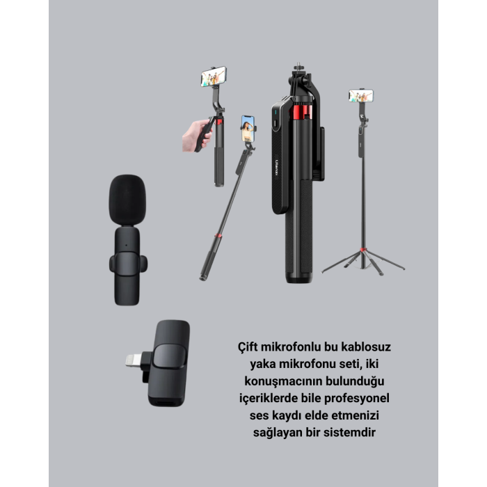 NPL2S TRİPOT +K11 YAKA MİKROFONU SET