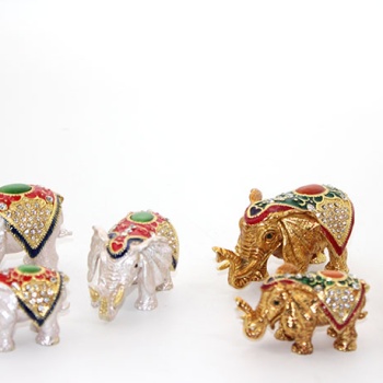 Swarovski Taşlı 3lü Fil Figürü Model 4