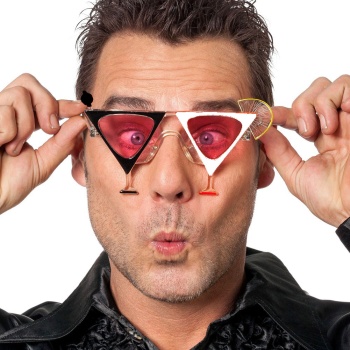 Siyah Beyaz Renk Martini Tasarımlı Parti Gözlüğü