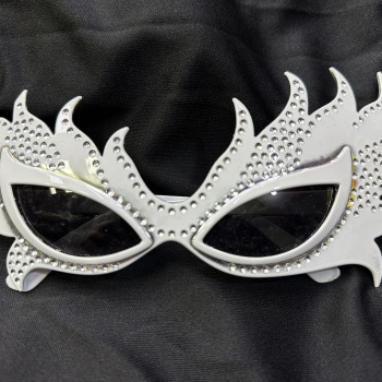 Taşlı Beyaz Alev Parti Gözlüğü